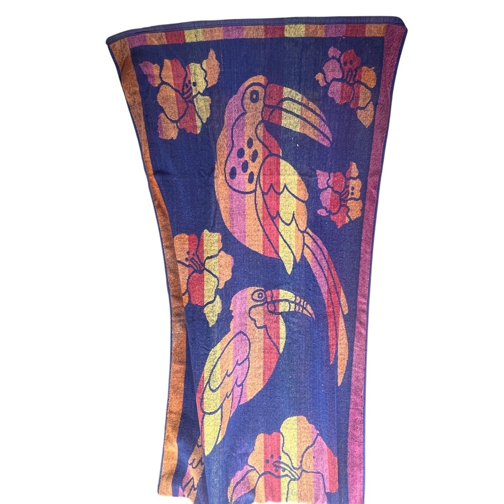 Summer Sun & Fun Toucan Beach Towel VTG 90s y2k Cotton Nostalgia Retro Colorful